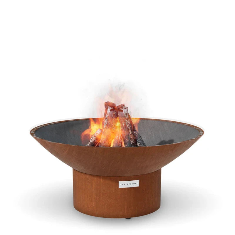 Arteflame 40" Wood Burning Fire Pit - Seamless Corten Steel for Outdoor Elegance