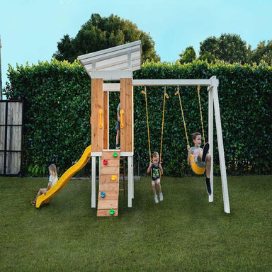 4 children playing on the avenlur Forest playset