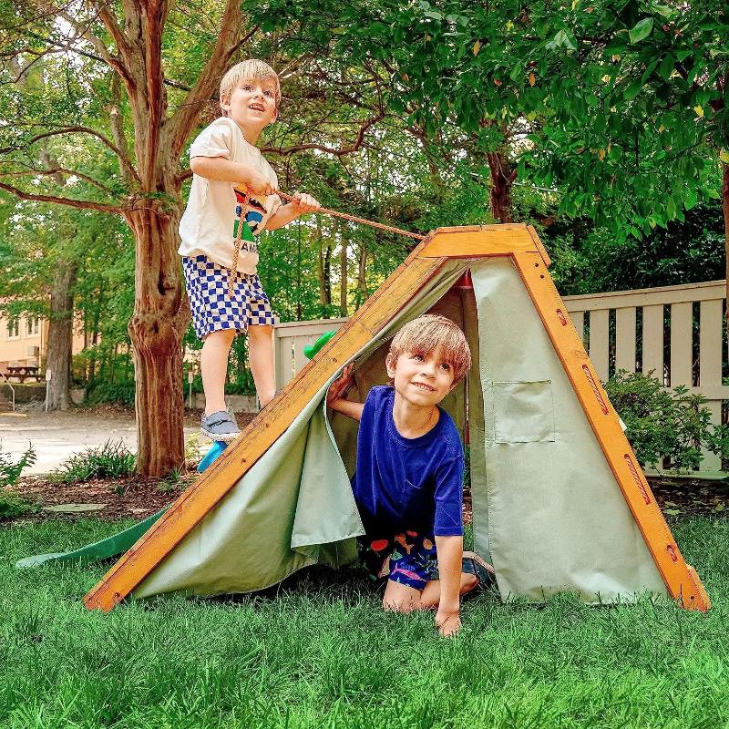 2 Children playing on the Avenlur Palm Playset - Tent Side