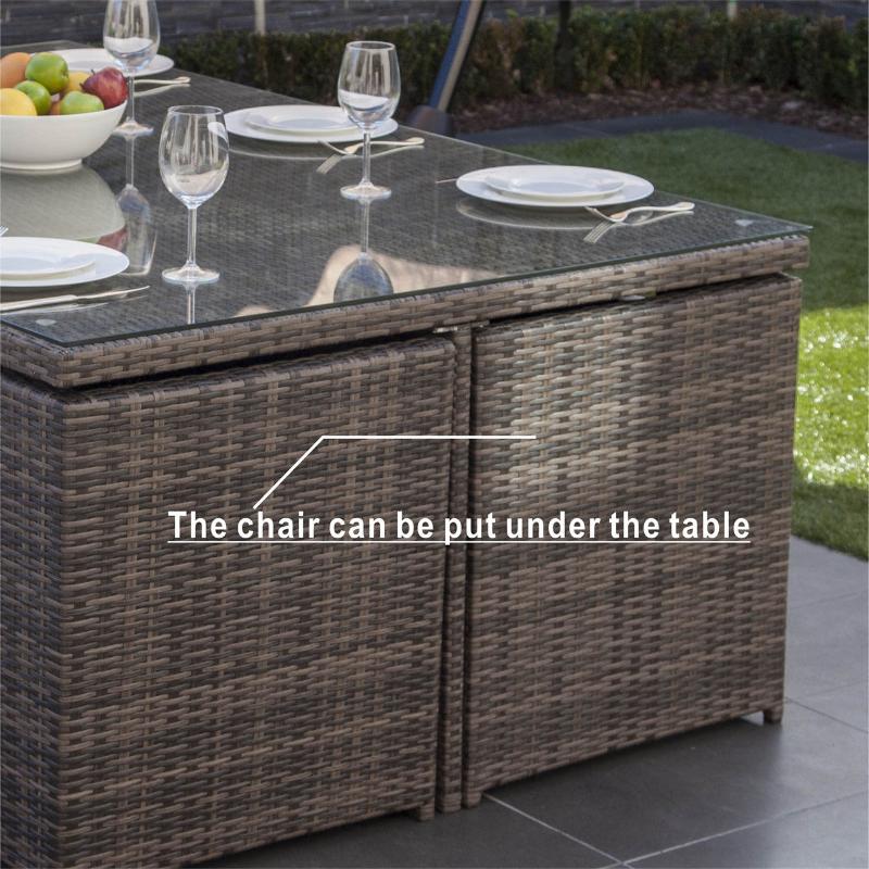 Direct Wicker 11 piece dining set chair feature