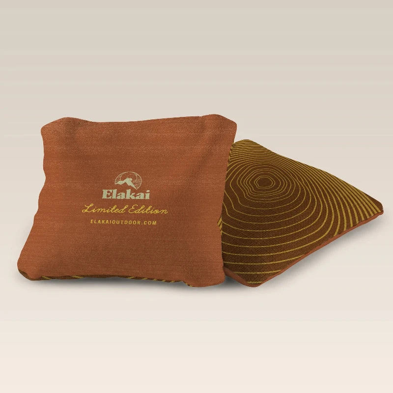 Elaki Limited Edition Tree Rings Dual-Sided Cornhole Bags - 6in x 6in, All-Weather Set of Four