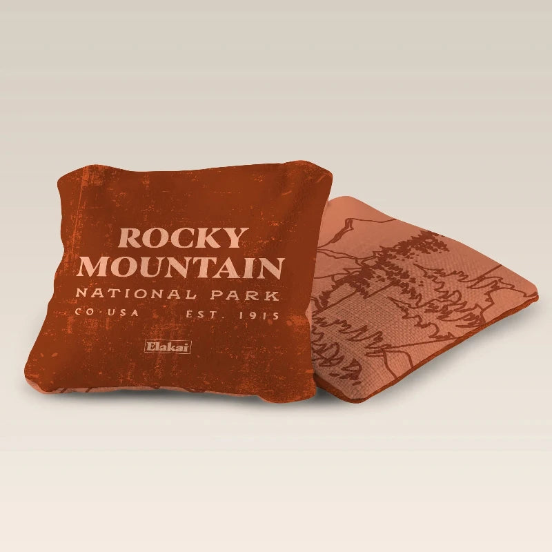 Elaki National Parks Rocky Mountain All-Weather Sided Cornhole Bags - 6in x 6in, Set of Four