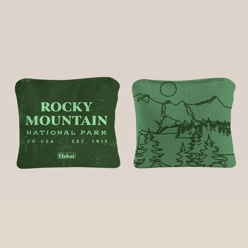 Elaki National Parks Rocky Mountain All-Weather Sided Cornhole Bags - 6in x 6in, Set of Four