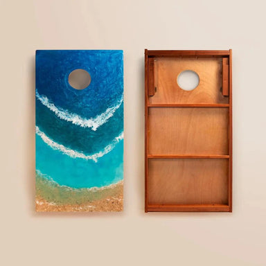 Elaki Premium Beach Epoxy Resin Cornhole Boards - 2ft x 4ft Solid Mahogany Frame