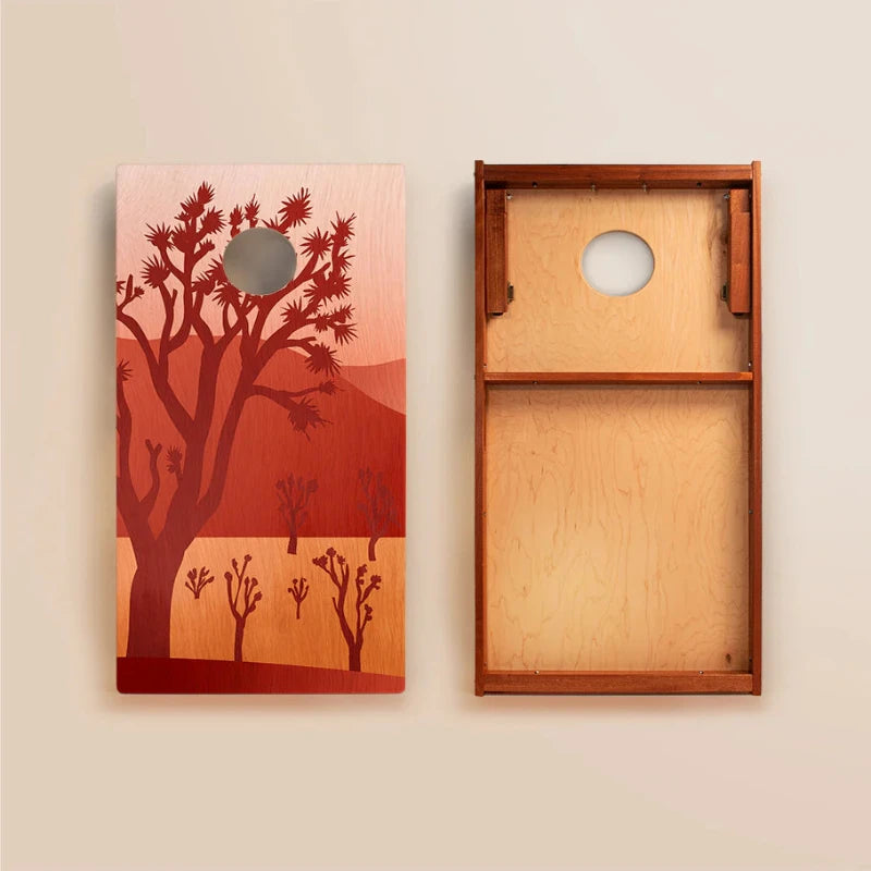 Elaki Sturdy Joshua Tree Printed Cornhole Boards - 2ft x 4ft Solid Mahogany Construction with Sturdy Frame