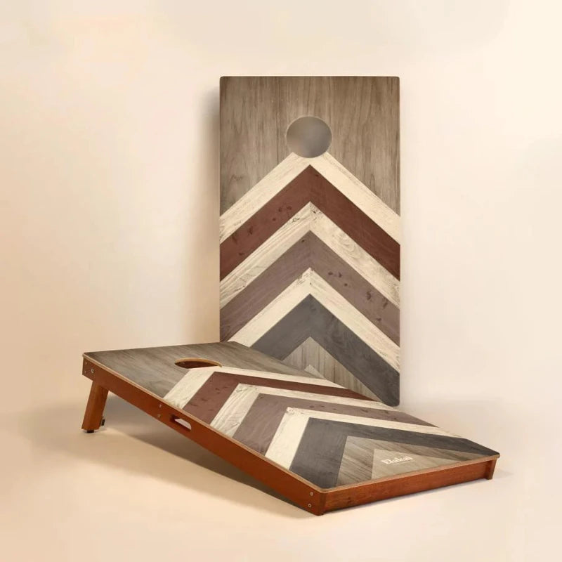 Elaki Terra Chevron Cornhole Boards - 2ft x 4ft Solid Mahogany Frame