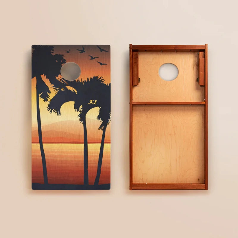 Elaki Tropical Virgin Islands Cornhole Boards - 2ft x 4ft Solid Mahogany with Durable Frame