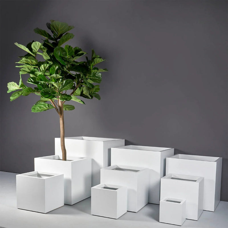 Montroy Cube Planter multiple planters with tree inside