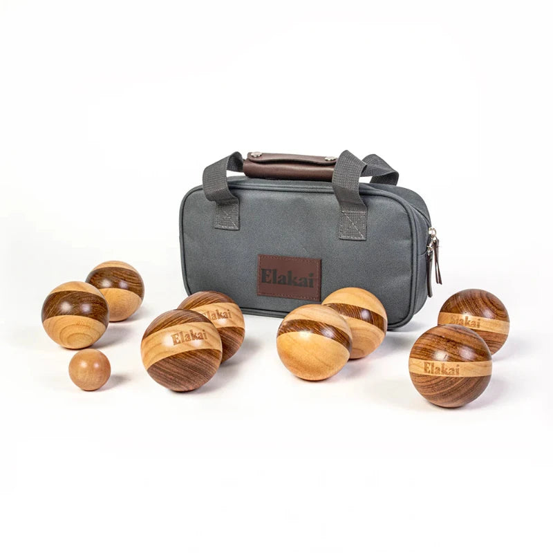 Portable Hevea Wood 72mm Travel Bocce Set - Includes Premium Carry Bag