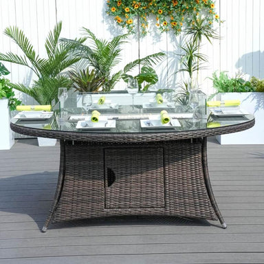 Wicker oval fire table view